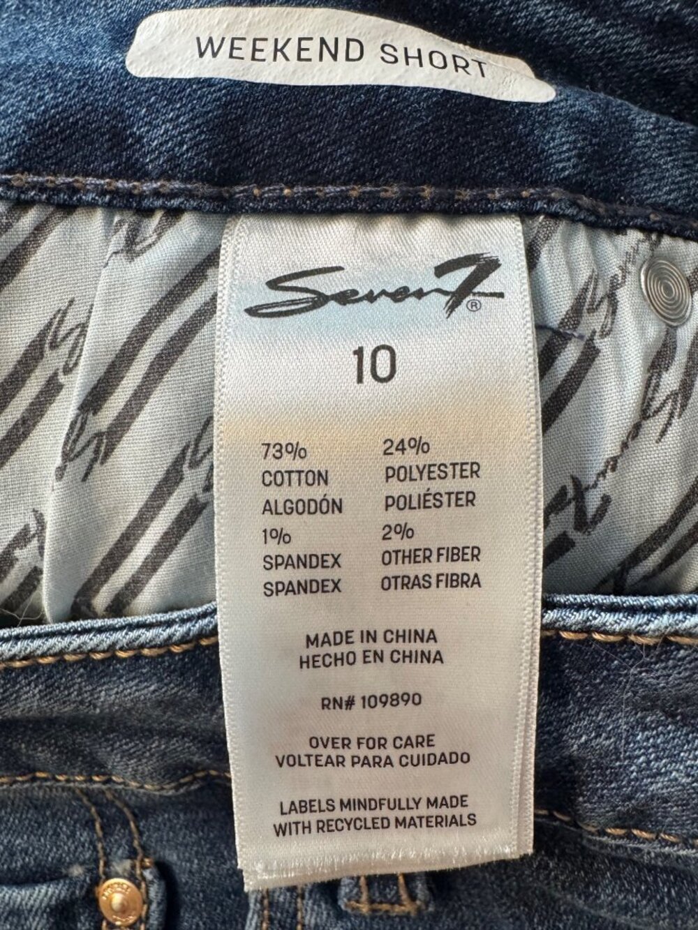 Seven 7 Weekend Short Size 10 Cuffed Denim Short 5” inseam NWT Medium Wash - Picture 5 of 14